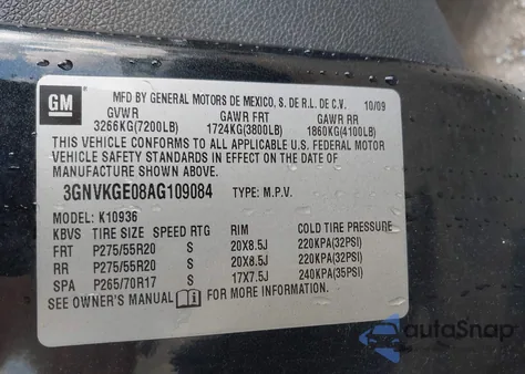 2010 Chevrolet Avalanche 1500 Ltz z USA, uszkodzony, nr VIN 3GNVKGE08AG109084